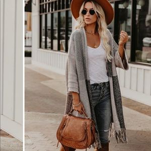 SOLD!!! Vici Colorblock Fringe Cardigan SIZE MEDIUM NWOT